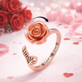 Rose Flower Anxiety Fidget Spinner Ring in Solid Copper