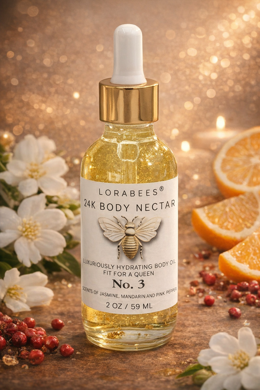 24K BODY NECTAR: No.3 Jasmine + Mandarin + Pink Pepper