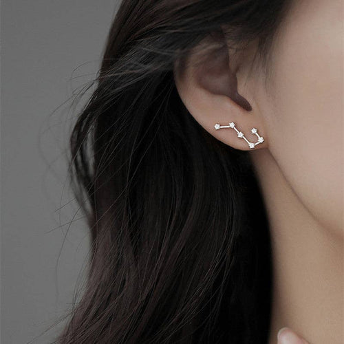 Big Dipper Star Tassel Stud Earrings in 925 Sterling Silver