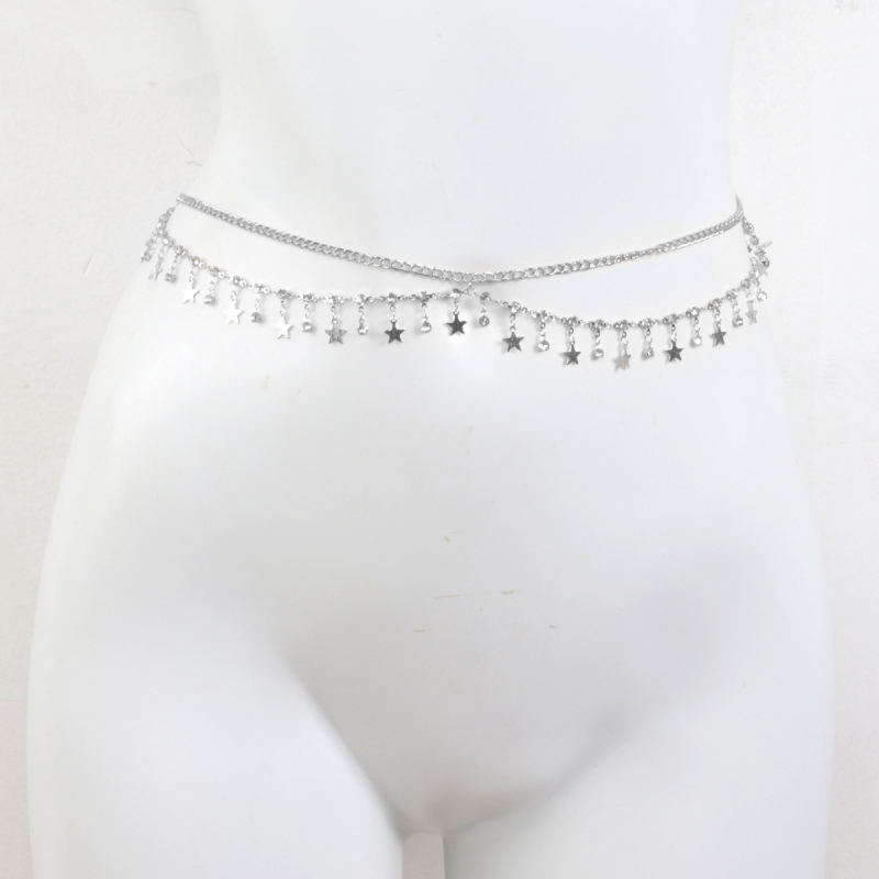 Minimalist Star Double Waist Belly Chain in Stainless Steel