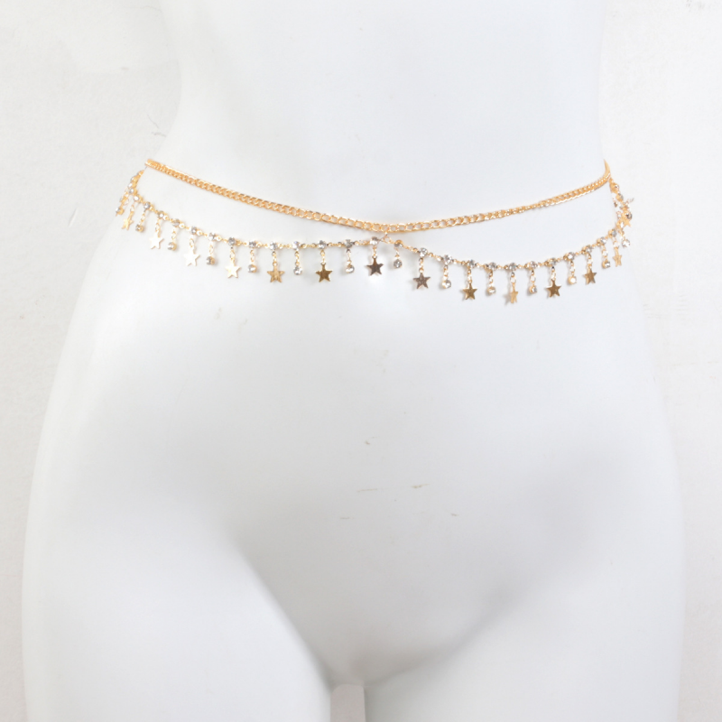 Minimalist Star Double Waist Belly Chain in Stainless Steel