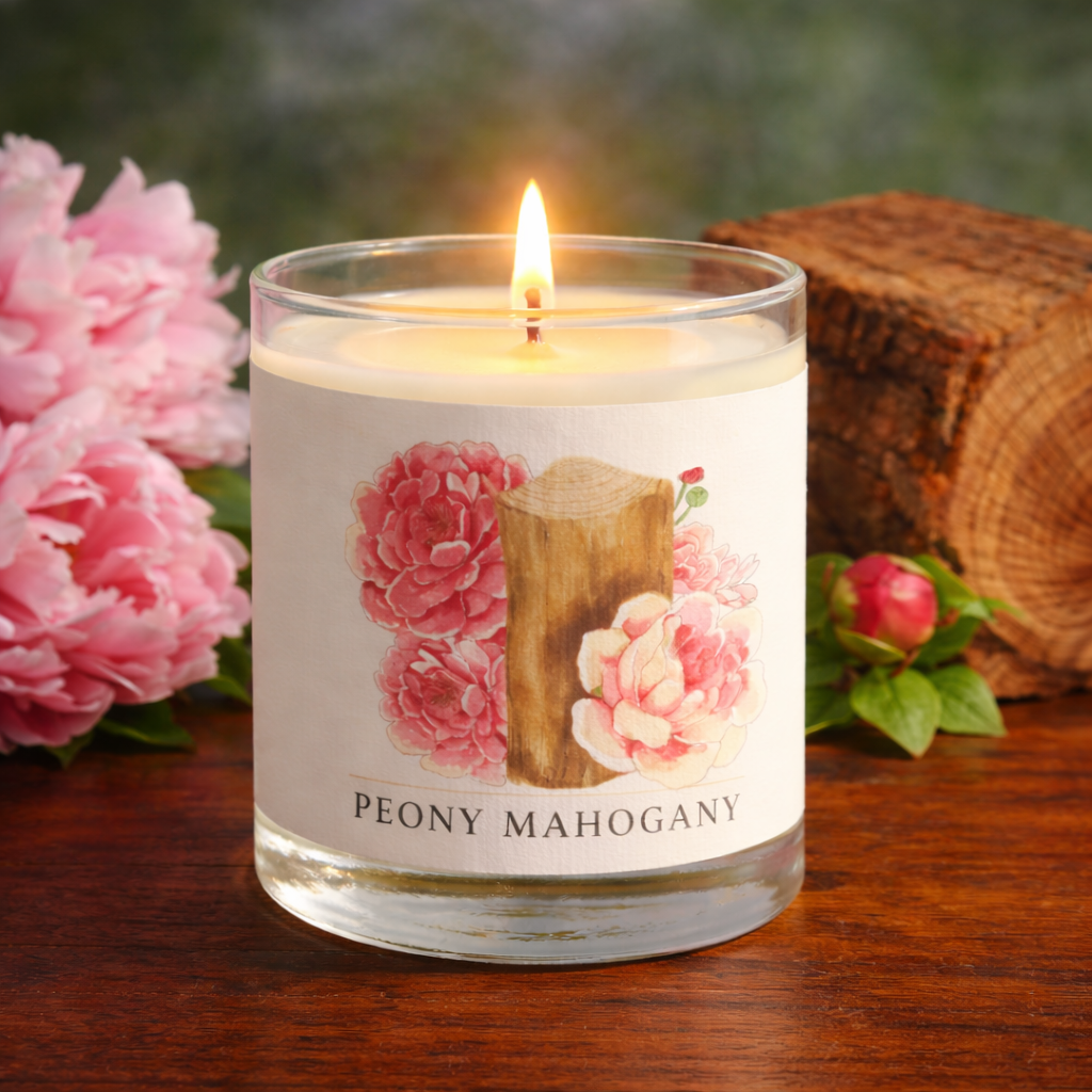 Peony & Mahogany - Medium Glass - Just Bee Candle