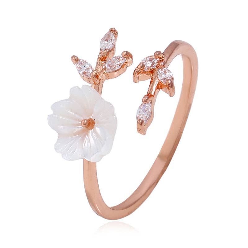 Seashell Flower Bypass Stacking Ring in Solid Copper