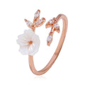 Seashell Flower Bypass Stacking Ring in Solid Copper