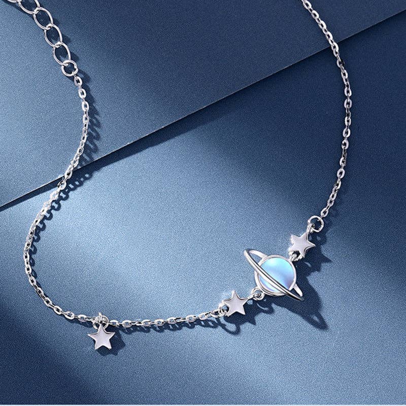 Planet Moon Star Moonstone Charm Bracelet in Solid Copper