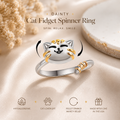 Dainty Cat Anxiety Fidget Spinner Band Ring in Solid Copper