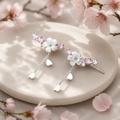 Mother Of Pearl Cherry Blossom Earrings in Sterling Silver