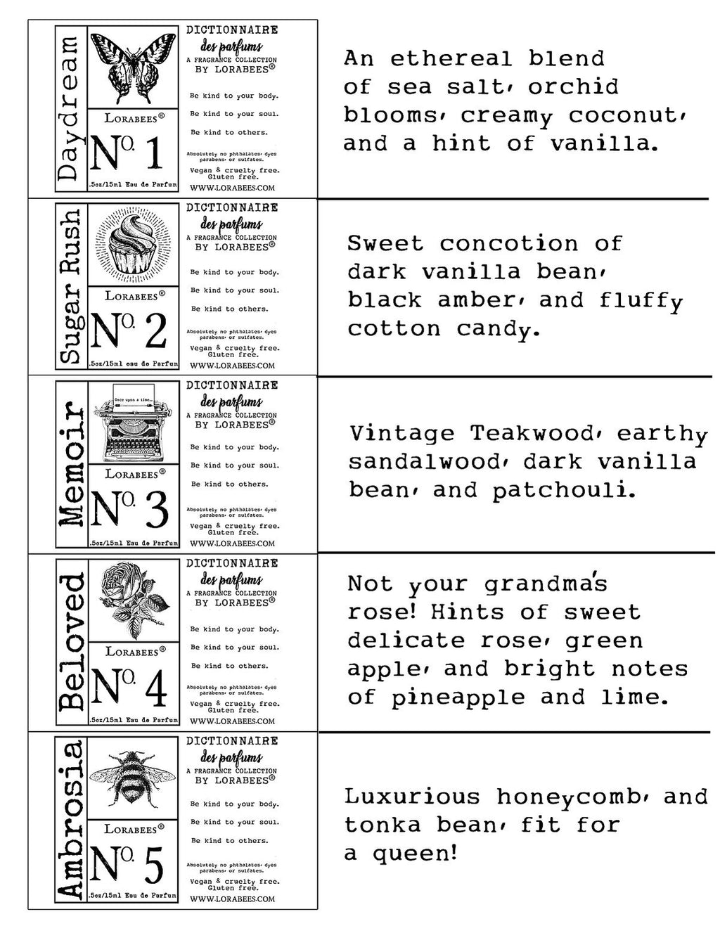 Lorabees Dictionnaire Des Parfum Roll On Oil Perfume