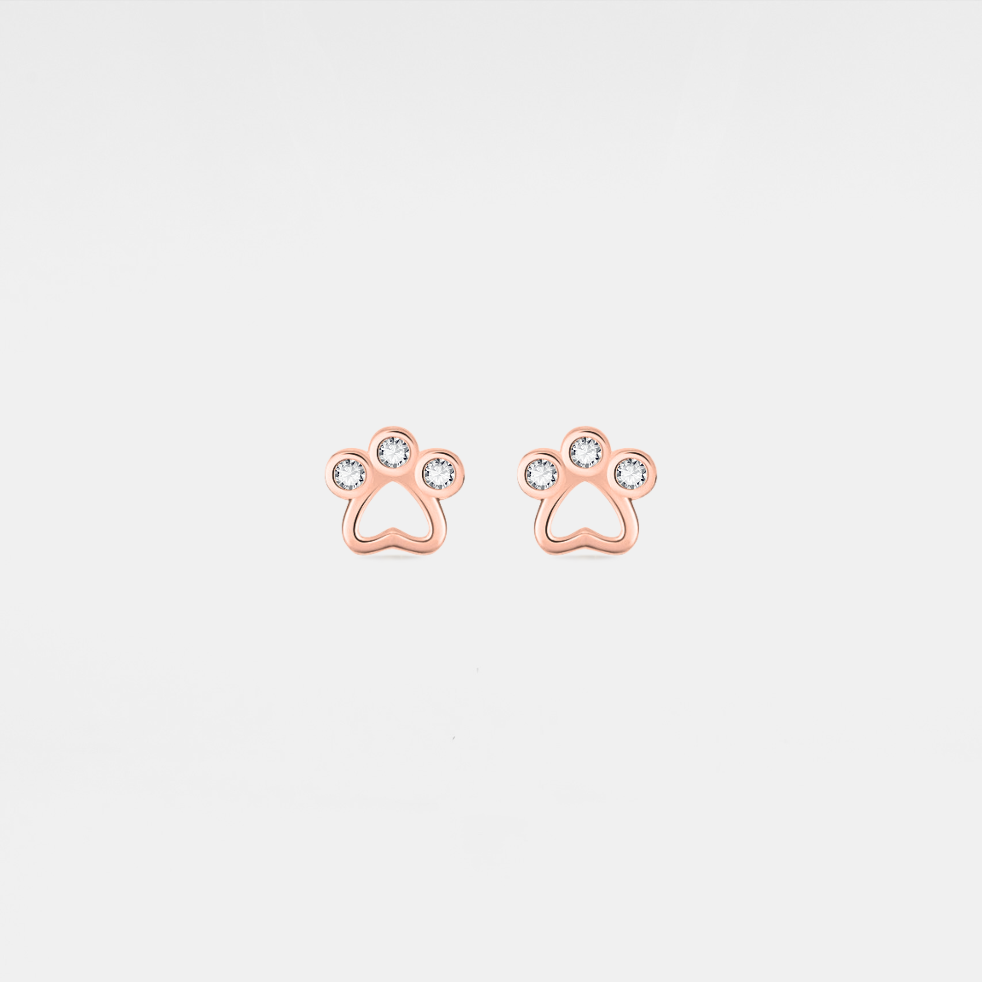 Dainty Gold Pet Dog Paw Stud Earrings in 925 Sterling Silver