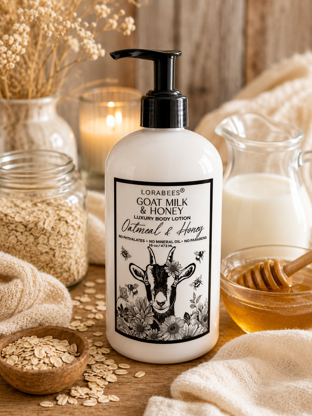Oatmeal & Honey: Goat Milk & Honey Luxury Body Lotion 16 oz