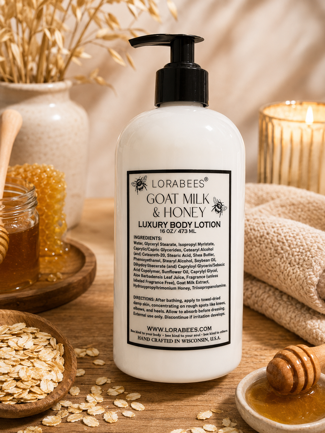 Oatmeal & Honey: Goat Milk & Honey Luxury Body Lotion 16 oz