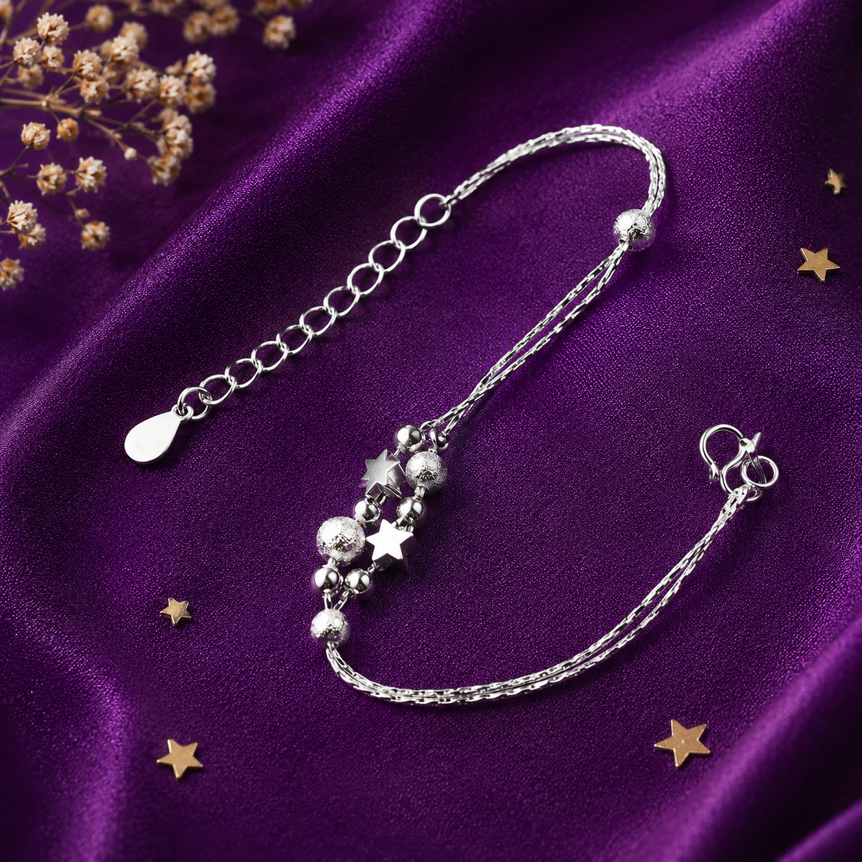 Cute Star Charm Ankle Bracelet Anklet in 925 Sterling Silver